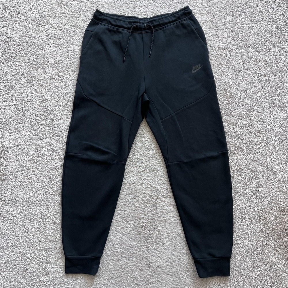 Nike Tech Fleece Jogger Pants Mens M Black Tapered Cuffed Sweatpants Zip Pocket